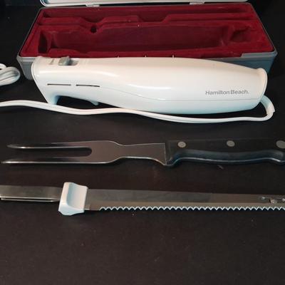 Hamilton Beach Electric carve n' set in case and Peel away Vintage Apple peeler