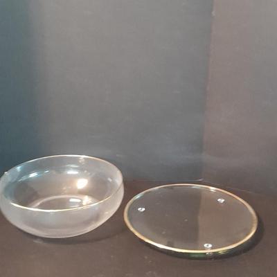 West Bend 4 QT Hot Air Corn popper with gold trimmed glass popcorn bowl