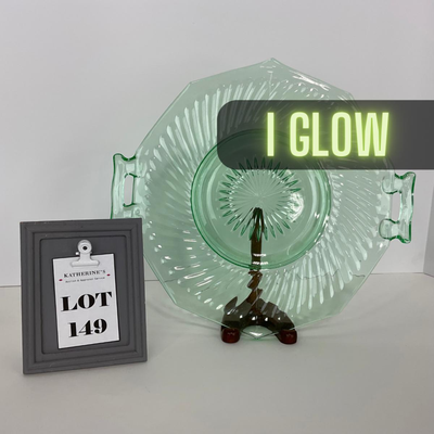 -149- URANIUM | Green Imperial Twisted Optic Cake Plate