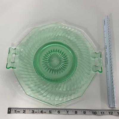-149- URANIUM | Green Imperial Twisted Optic Cake Plate