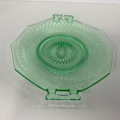 -149- URANIUM | Green Imperial Twisted Optic Cake Plate