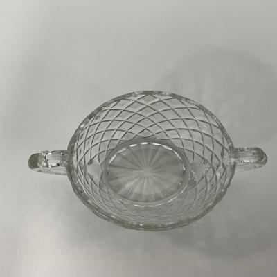 -151- GLASSWARE | Anchor Hocking Glass Co. Waterford Waffle | Pitchers & Covered Sugar