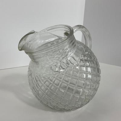 -151- GLASSWARE | Anchor Hocking Glass Co. Waterford Waffle | Pitchers & Covered Sugar