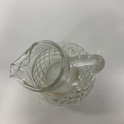 -152- GLASSWARE | Anchor Hocking Glass Co. Waterford Waffle | Pitchers & Covered Creamer