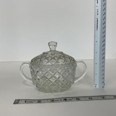 -152- GLASSWARE | Anchor Hocking Glass Co. Waterford Waffle | Pitchers & Covered Creamer