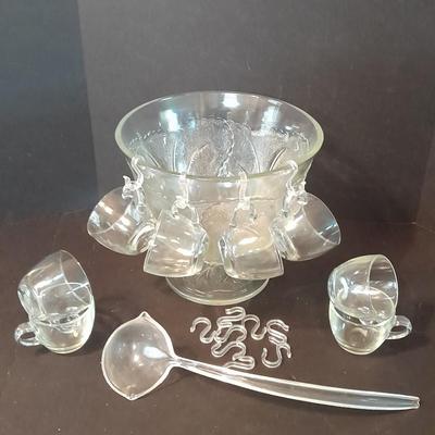 Vintage Punch Bowl Set Glass Wedding Punch Bowl Set for 8