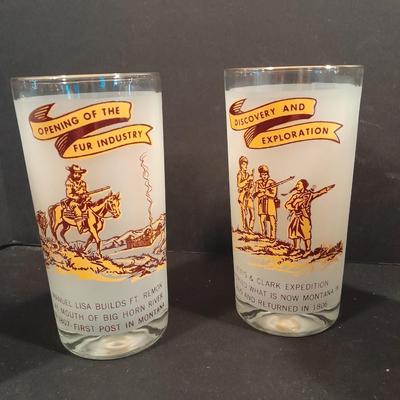 Six Vintage Montana Territory Centennial Statehood Diamond Jubilee Drinking Glasses 100 year