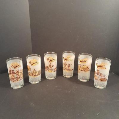 Six Vintage Montana Territory Centennial Statehood Diamond Jubilee Drinking Glasses 100 year