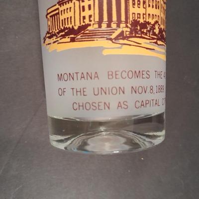 Six Vintage Montana Territory Centennial Statehood Diamond Jubilee Drinking Glasses 100 year