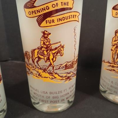 Six Vintage Montana Territory Centennial Statehood Diamond Jubilee Drinking Glasses 100 year