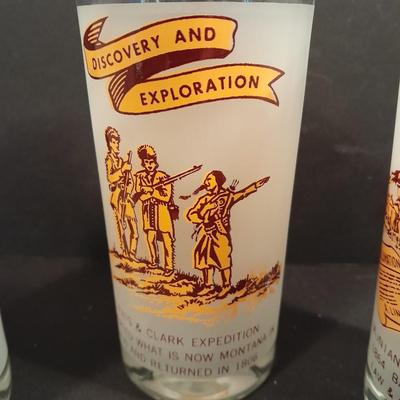 Six Vintage Montana Territory Centennial Statehood Diamond Jubilee Drinking Glasses 100 year