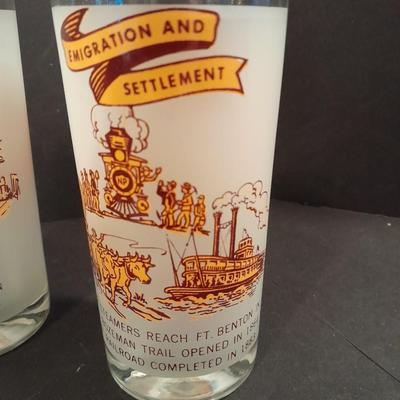 Six Vintage Montana Territory Centennial Statehood Diamond Jubilee Drinking Glasses 100 year