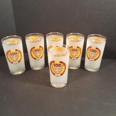 Six Vintage Montana Territory Centennial Statehood Diamond Jubilee Drinking Glasses 100 year