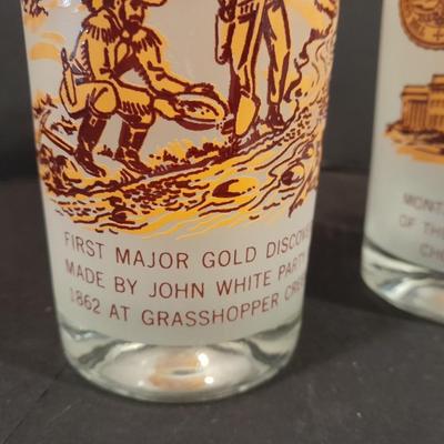 Six Vintage Montana Territory Centennial Statehood Diamond Jubilee Drinking Glasses 100 year