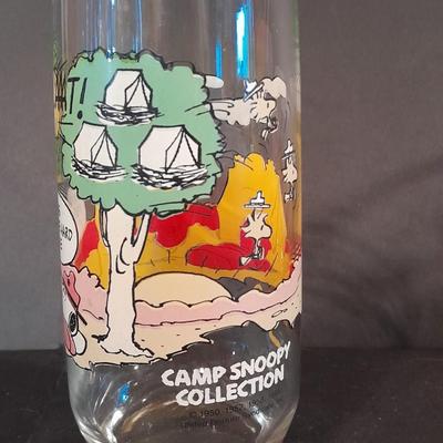 Two Vintage Peanut's McDonalds glasses from the Camp Snoopy Collection