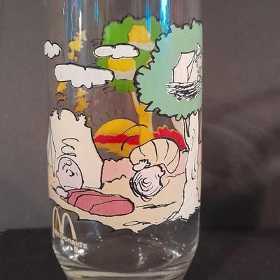 Two Vintage Peanut's McDonalds glasses from the Camp Snoopy Collection