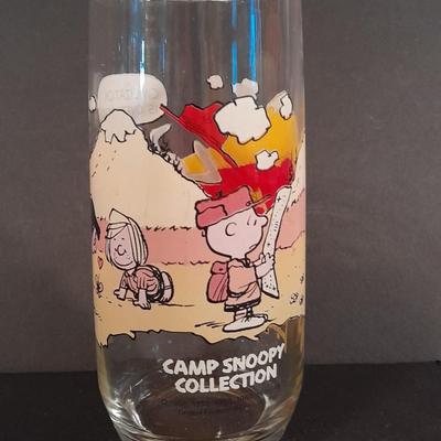 Two Vintage Peanut's McDonalds glasses from the Camp Snoopy Collection