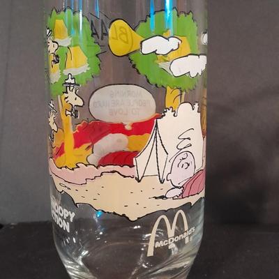 Two Vintage Peanut's McDonalds glasses from the Camp Snoopy Collection