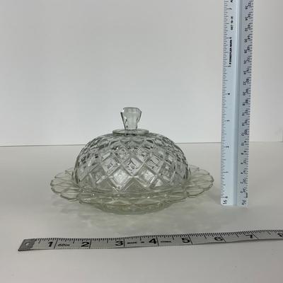 -156- GLASSWARE | Anchor Hocking Glass Co. | Serving Tray, Bowl, & Covered Butter Dish
