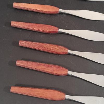Wood handled Hanford Forge steak Knives and nice set of National wood handled knives