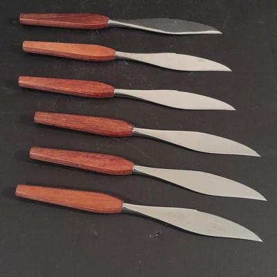 Wood handled Hanford Forge steak Knives and nice set of National wood handled knives