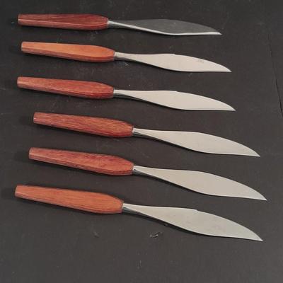 Wood handled Hanford Forge steak Knives and nice set of National wood handled knives