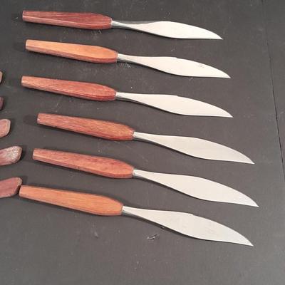 Wood handled Hanford Forge steak Knives and nice set of National wood handled knives