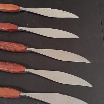 Wood handled Hanford Forge steak Knives and nice set of National wood handled knives