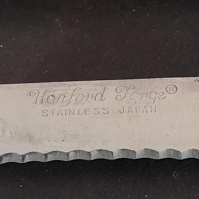 Wood handled Hanford Forge steak Knives and nice set of National wood handled knives