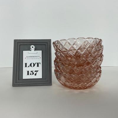 -157- GLASSWARE | Pink Anchor Hocking Glass Co. Waffle | Berry Bowls