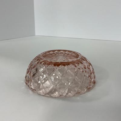-157- GLASSWARE | Pink Anchor Hocking Glass Co. Waffle | Berry Bowls