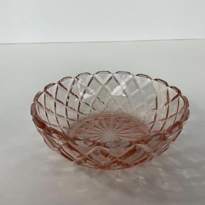 -157- GLASSWARE | Pink Anchor Hocking Glass Co. Waffle | Berry Bowls