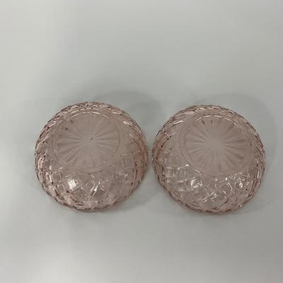 -157- GLASSWARE | Pink Anchor Hocking Glass Co. Waffle | Berry Bowls
