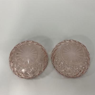 -157- GLASSWARE | Pink Anchor Hocking Glass Co. Waffle | Berry Bowls