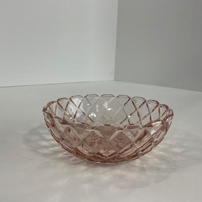 -157- GLASSWARE | Pink Anchor Hocking Glass Co. Waffle | Berry Bowls