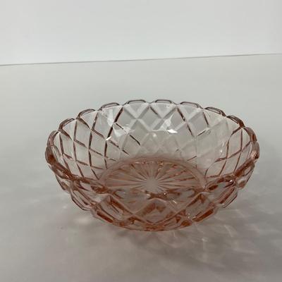 -157- GLASSWARE | Pink Anchor Hocking Glass Co. Waffle | Berry Bowls