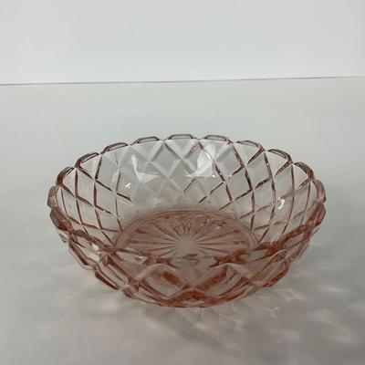 -157- GLASSWARE | Pink Anchor Hocking Glass Co. Waffle | Berry Bowls