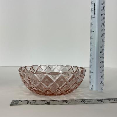 -157- GLASSWARE | Pink Anchor Hocking Glass Co. Waffle | Berry Bowls