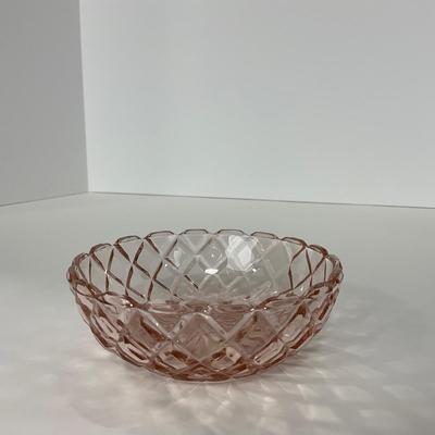 -157- GLASSWARE | Pink Anchor Hocking Glass Co. Waffle | Berry Bowls