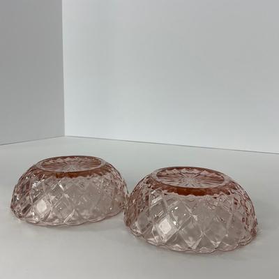 -157- GLASSWARE | Pink Anchor Hocking Glass Co. Waffle | Berry Bowls