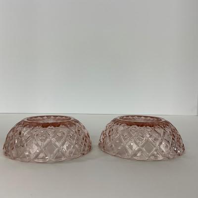 -157- GLASSWARE | Pink Anchor Hocking Glass Co. Waffle | Berry Bowls