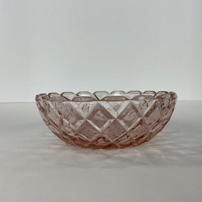 -157- GLASSWARE | Pink Anchor Hocking Glass Co. Waffle | Berry Bowls