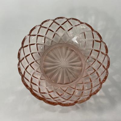 -157- GLASSWARE | Pink Anchor Hocking Glass Co. Waffle | Berry Bowls