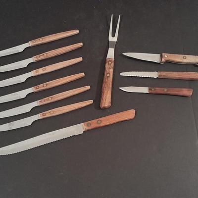 Wooden handled stainless-steel Knives Sheffield Collection, St. Regis, and others