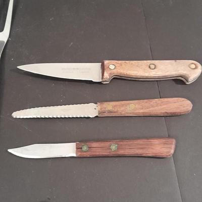 Wooden handled stainless-steel Knives Sheffield Collection, St. Regis, and others