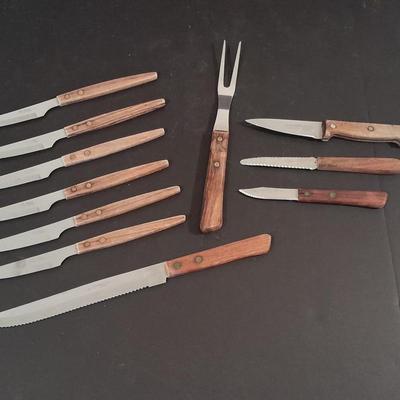 Wooden handled stainless-steel Knives Sheffield Collection, St. Regis, and others