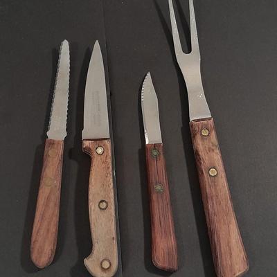 Wooden handled stainless-steel Knives Sheffield Collection, St. Regis, and others