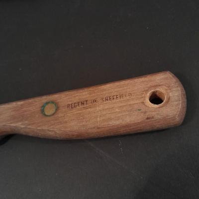 Wooden handled knife set with carving fork