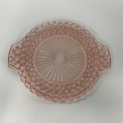 -158- GLASSWARE | Pink Anchor Hocking Glass Co. Waffle | Platter