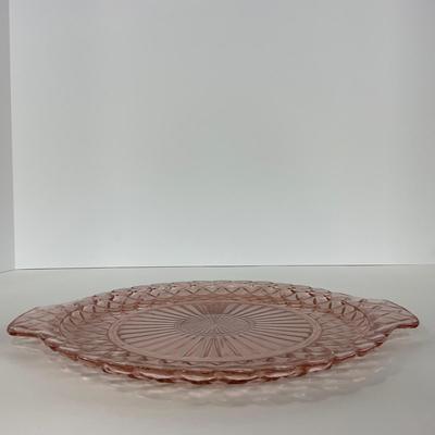 -158- GLASSWARE | Pink Anchor Hocking Glass Co. Waffle | Platter